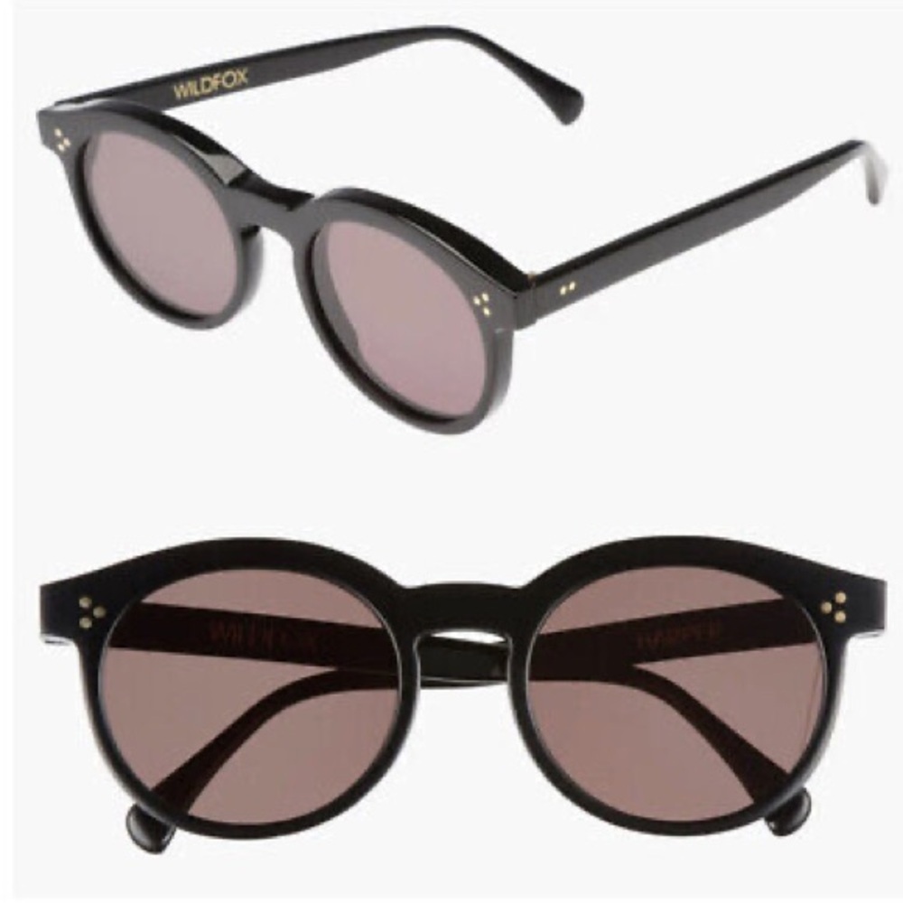 NWT Wildfox Harper Black Sunglasses Classic Round , NEW with case and cloth